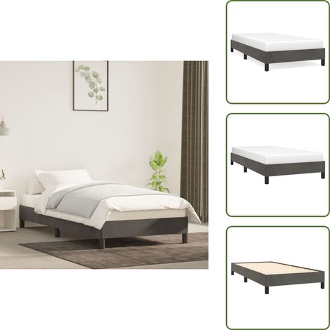 Bettgestell ohne Matratze Dunkelgrau 80x200 cm Samt - Samtbettwäsche - Doppelbett - Boxspringbett - Bettrahmen - Nachttisch (1/5)