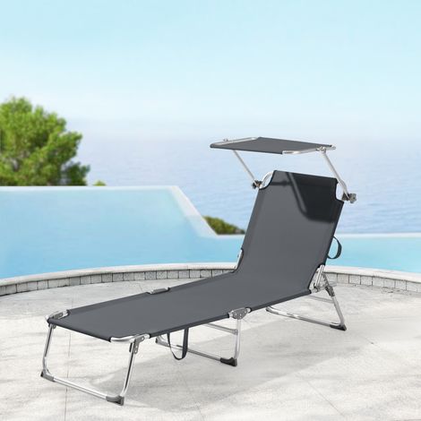 Tumbona Plegable Legorreta hasta 115 kg 189 x 57 x 28 cm Gris oscuro [en.casa]® (1/5)