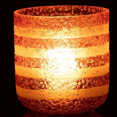 Photophore Design en Verre "Lignes" 15cm Rose (1/3)