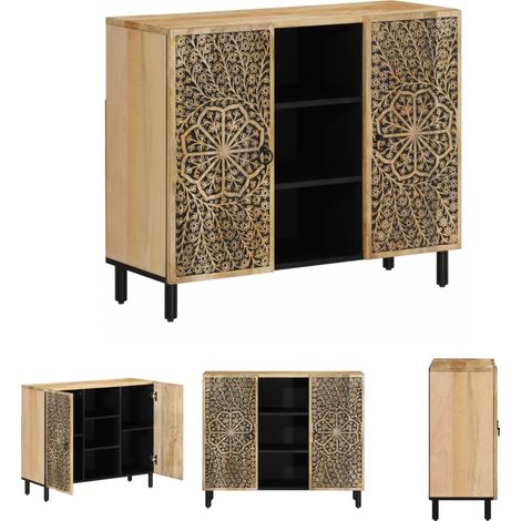 The Living Store Beistellschrank 90x33x75 cm Massivholz Mango - Sideboards (1/5)