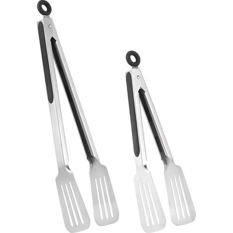 Lot de 2 pinces spatules en acier inoxydable pour griller, cuire et retourner, prise solide pour côtes, steak et poisson, prise confortable, verrouillage facile, 9 pouces et 12 pouces (1/5)