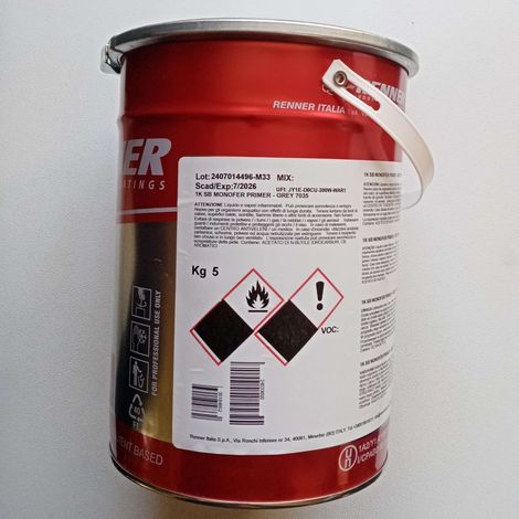 Renner monofer 5kg fondo grigio protettivo antiruggine per ferro ral 7035 (1/5)