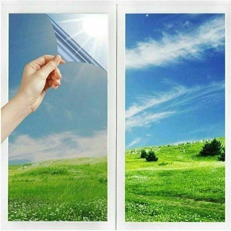 Fensterfolie, selbstklebende Sonnenschutzfolie, Verdunkelungsfolie, Wärmedämmung, 99 % UV-Schutz, blickdichte Sichtschutzfolie für Fenster, Silber – 40 x 200 cm – F (1/4)