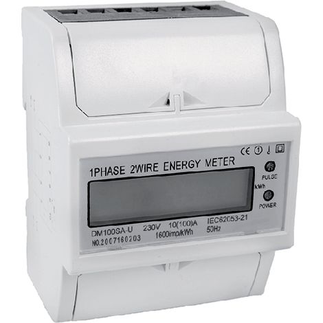 Contatore digitale KWh Energia Monofase 10-100A 230V per quadro elettrico su guida din 4 moduli (1/3)