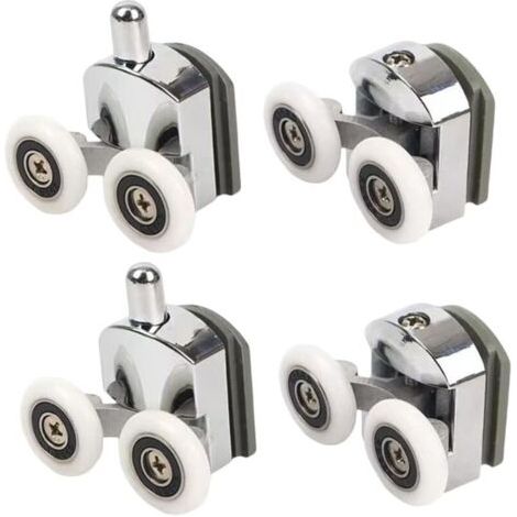 Roulettes de douche avec double porte coulissante, 4 pièces (2 supérieures + 2 inférieures) (23 mm - 2 en haut + 2 en bas) (1/5)