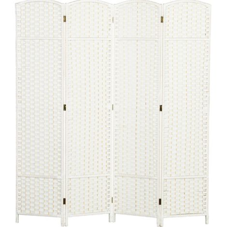 Biombo plegable de 4 paneles blanco para salón, dormitorio y oficina (1/5)