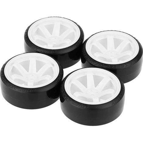Lot de 4 pneus de voiture - Jante dure - Pour voiture RC 1/10 - Blanc (1/5)