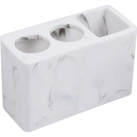 Support pour brosse à dents électrique aspect marbre pour salle de bain, dentifrice, comptoir pour rangement et organisation de salle de bain (1 pièce, blanc) (1/5)
