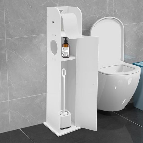 Armoire de salle de bain, étroite, moderne, étroite, avec étagères réglables, support de mouchoirs et poignée latérale, pour salle de bain, salon, peu encombrante, 19 x 19 x 77 cm (1/5)