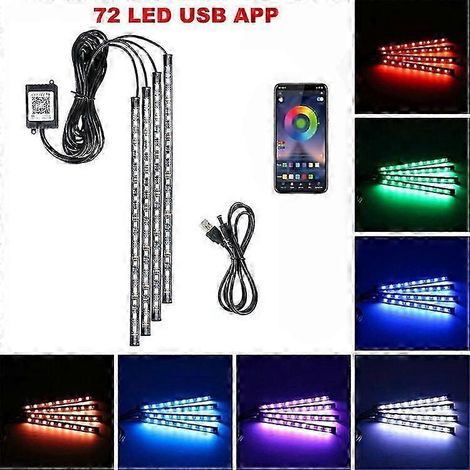 Kit d'éclairage d'ambiance LED néon pour voiture, avec bande LED pour les pieds, rétroéclairage, télécommande via application et contrôle musical, lampes décoratives RGB automatiques pour véhicules (7 (1/5)