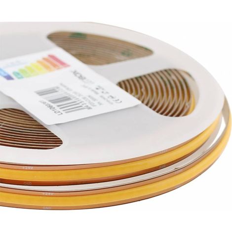 Tira LED Monocolor COB, ChipLed Samsung, DC24V, 5m (528Led/m), 65W, IP20, Corte libre, Blanco frío (1/4)