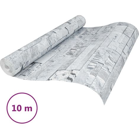 vidaXL Papel tapiz 3D de piedra Gris Claro 10 x 0,53 m Tela no tejida (1/2)