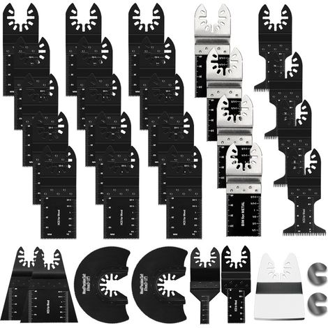 Bricolage 31 pièces mélange de lames de scie oscillantes ensemble de lames de scie à bois Kit de lames de scie à bois en métal multi-outils outil universel professionnel à dégagement rapide