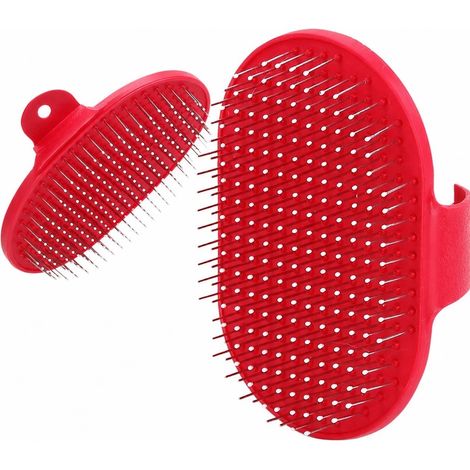 Brosse à poils pour chiens et chats, rouge, peigne de massage doux, outil pour enlever les poils morts (1/5)