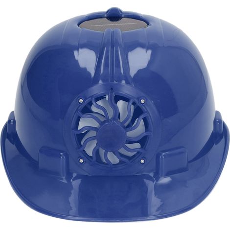 Casque de chantier avec ventilateur solaire intégré, casque de sécurité ventilé en plastique, casquette rigide respirante avec doublure amovible pour travaux extérieurs d'été sur les chantiers, bleu f (1/5)