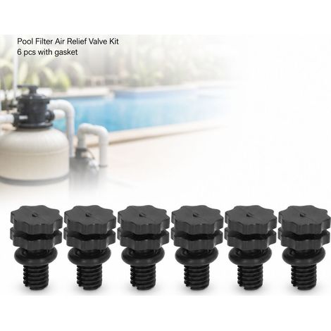 Kit de 6 Vents de Purge d'Air pour Filtre à Sable et Cartouche, Valve de Sécurité avec Joint d'Étanchéité, Plastique Durable, Filetage 8mm (1/5)