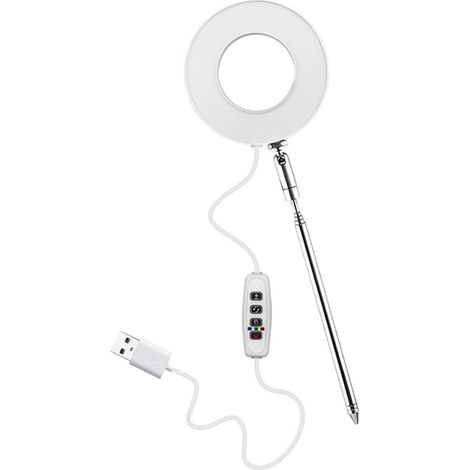 Teleskopierbare LED-Pflanzenlampe, Ringlicht, Vollspektrum-Warmweißlicht, dimmbar, 7 W, 90°-Weißlichtstrahl, 3-9-12-Stunden-Timer, Farbwechsel (1/5)