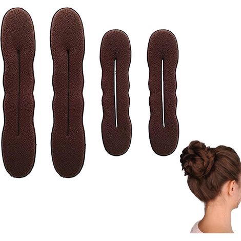 Lot de 4 appareils à chignon magiques, appareil à chignon, appareil à chignon, Magic Hair, outils de bouclage et de torsade pour cheveux, marron (1/5)