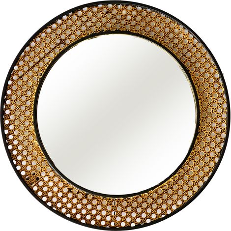 Runder Wandspiegel gold schwarz-D66285-Rund