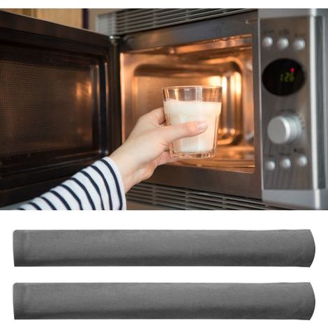 2 pièces Protections de Poignées de Cuisine Douces, Housses Universelles pour Réfrigérateur, Four et Micro-ondes en Gris Clair (1/5)