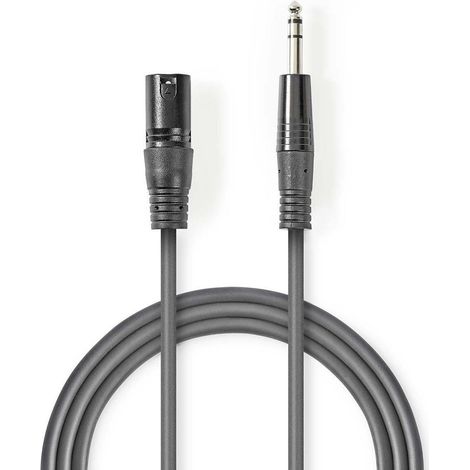 Cable de audio balanceado xlr macho de 3 pines macho de 635 mm niquelado 300 metros redondo pvc gris oscuro funda de carton