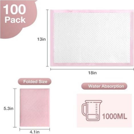 Lot de 100 matelas à langer jetables pour incontinence bébé, ultra doux, super absorbant, imperméable, dimensions 33 x 45,7 cm (1/5)