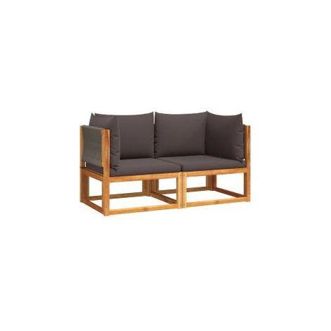 Canapés d'angle de jardin et coussins 2pcs bois massif d'acacia (1/5)