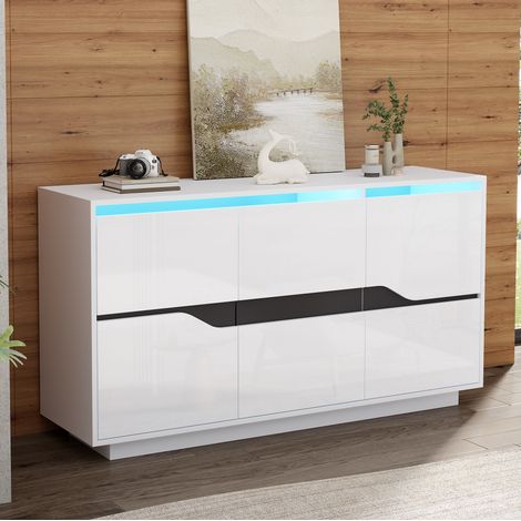 Sideboard Kommode Aufbewahrung 140 cm mit LED OKMYHOME (1/5)