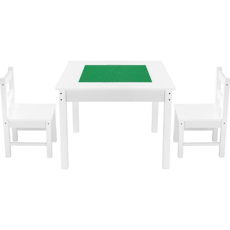 Mophorn Mesa de Actividades Infantil, Mesa de Juego Versátil con Tablero de Bloques Reversible, 2 Sillas y Almacenamiento, Ideal para Niños desde los 3 Años (1/5)