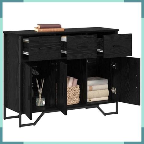 Buffet - 868778 - Chêne noir - 3 portes 3 tiroirs - 97 x 32,5 x 74,5 cm (1/5)