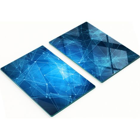 Küchenarbeitsplatten aus gehärtetem Glas mit blauen Linien, 2 x 40 x 52 cm (1/5)
