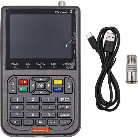 V8 Finder2 Satellitenfinder, digitales Finder-Messgerät, Satellitenerkennung, DVB-S2X-Signalempfänger, Decoder, H.264 HD, 3,5-Zoll-LCD für die Einstellung der Satellitenschüssel