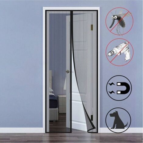 Porte moustiquaire, moustiquaire magnétique à mailles ultra fines, fermeture automatique magnétique, rideau anti-moustique pour porte patio de couloir, aucun perçage requis 90 x 210 cm (1/3)