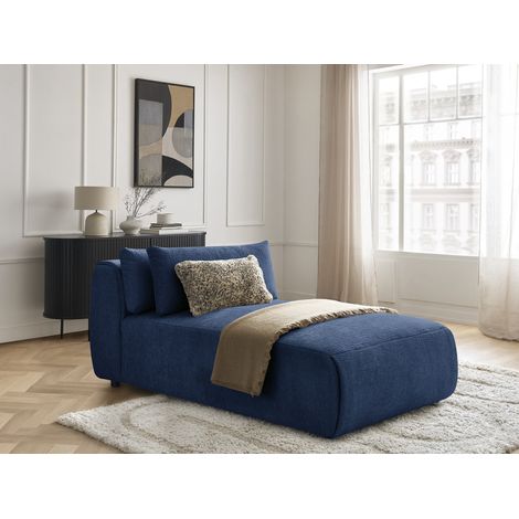 BOBOCHIC - Méridienne avec têtière pour canapé modulable JANA tissu texturé   Bleu foncé
