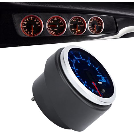 Manomètre de pression d'huile modifié pour automobile, moteur pas à pas universel 12 V avec lumière LED 10 couleurs, affichage à aiguille de 0 à 10 bars, avec capteur (YC101818-OP). (1/5)