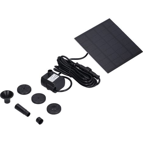 Kit fontaine solaire 1.8W – plastique – 4 buses – installation facile – jardin / piscine / bassin