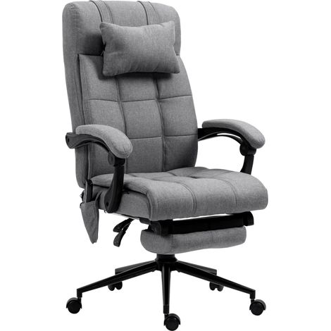 Sedia da ufficio ergonomica con massaggio, riscaldamento lombare e poggiapiedi grigia (1/5)