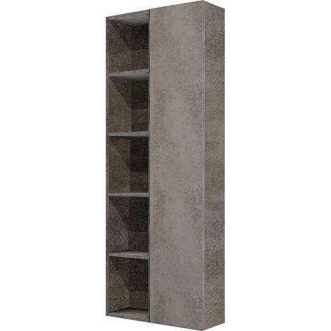 Colonna reversibile sospesa 60x22 con anta e vani a giorno Cemento