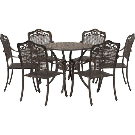 Maison Exclusive - Garten Essgruppe 7 pcs Bronze Aluminium