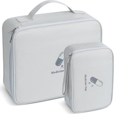 Trousse de premiers secours vide, 2 sacs à médicaments portables et étanches, grande capacité, idéale pour la maison, le bureau... (1/5)