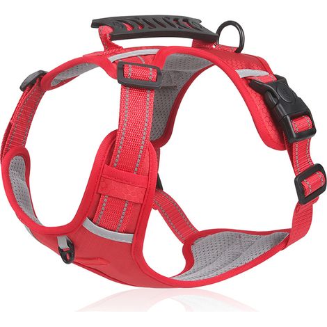 Hundegeschirr und Leine, doppelter Schutz, reflektierend, verstellbar, Hundeweste, rot, Größe XL. Haustierzubehör. (1/5)