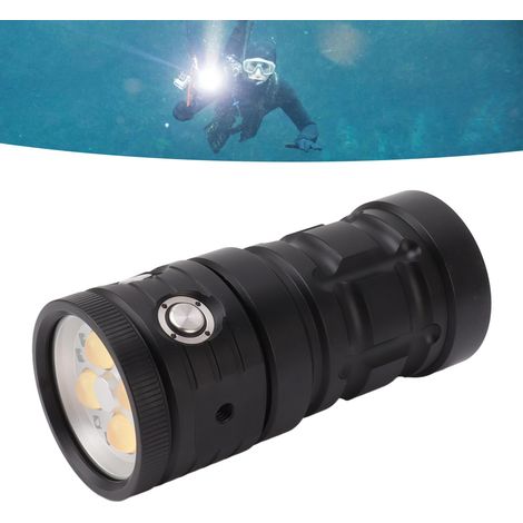 Unterwasser-Tauchlampe, ultrahelle 18.000 lm LED-Taschenlampe für Kameras und Tauchgänge, USB-aufladbar, wasserdicht bis 100 m, blaues, rotes und weißes Licht. (1/5)