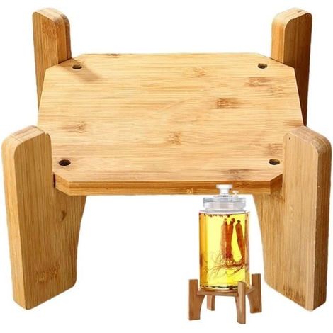Support de Distributeur de Boissons - Naturel - Bambou - Stable - Pratique - Pour Adultes (1/4)