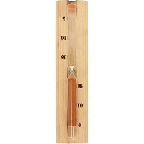 Sablier en bois pour sauna, 15 minutes, tube verre transparent (1/5)