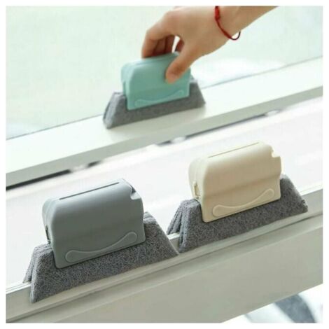 3 Stück (Grau, Blau, Beige) Nutreinigungsbürste, magische Fensterreinigungsbürste, Reinigungsbürste für Schiebetürführungen FLITI