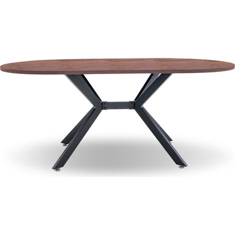 Marui Big - Ovaler Esstisch aus Holz und Metall mit zentraler Tisch-Gestell Ashi 180x100 cm - braunem Holz