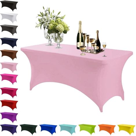 Spandex Stretch Tischdecke Rosa 183x76cm, waschbar, knitterfrei, für Feste