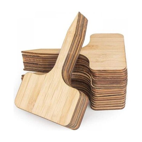 Lot de 50 étiquettes en bambou pour plantes de jardin, 10 x 6 cm, étiquettes durables en forme de T, étiquettes pour potager de jardin, serre, pot de graines, fleurs, herbes (1/4)