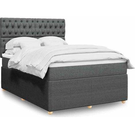 Boxspringbett mit Matratze Dunkelgrau 140x200 cm Stoff