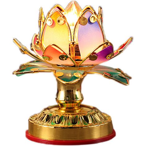 Colorful Lotus Buddha Lamp Plug in Crystal Clear Transparent Religious Decoration (1/5)